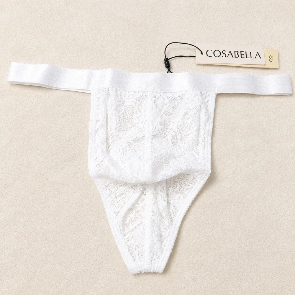 COSABELLA Men's Italian Thong White Lace Underwear - Size L / NWT